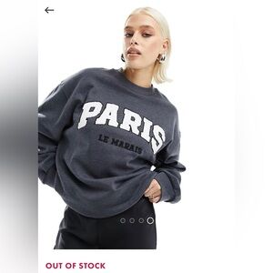 ASOS Design Grey Oversized Paris Sweatshirt NWOT
